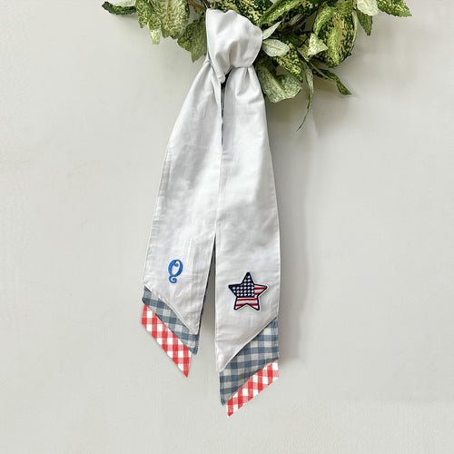 4th of July Front Door Wreath Belt - Memorial Day Patriotic Decor - Personalize with Initials